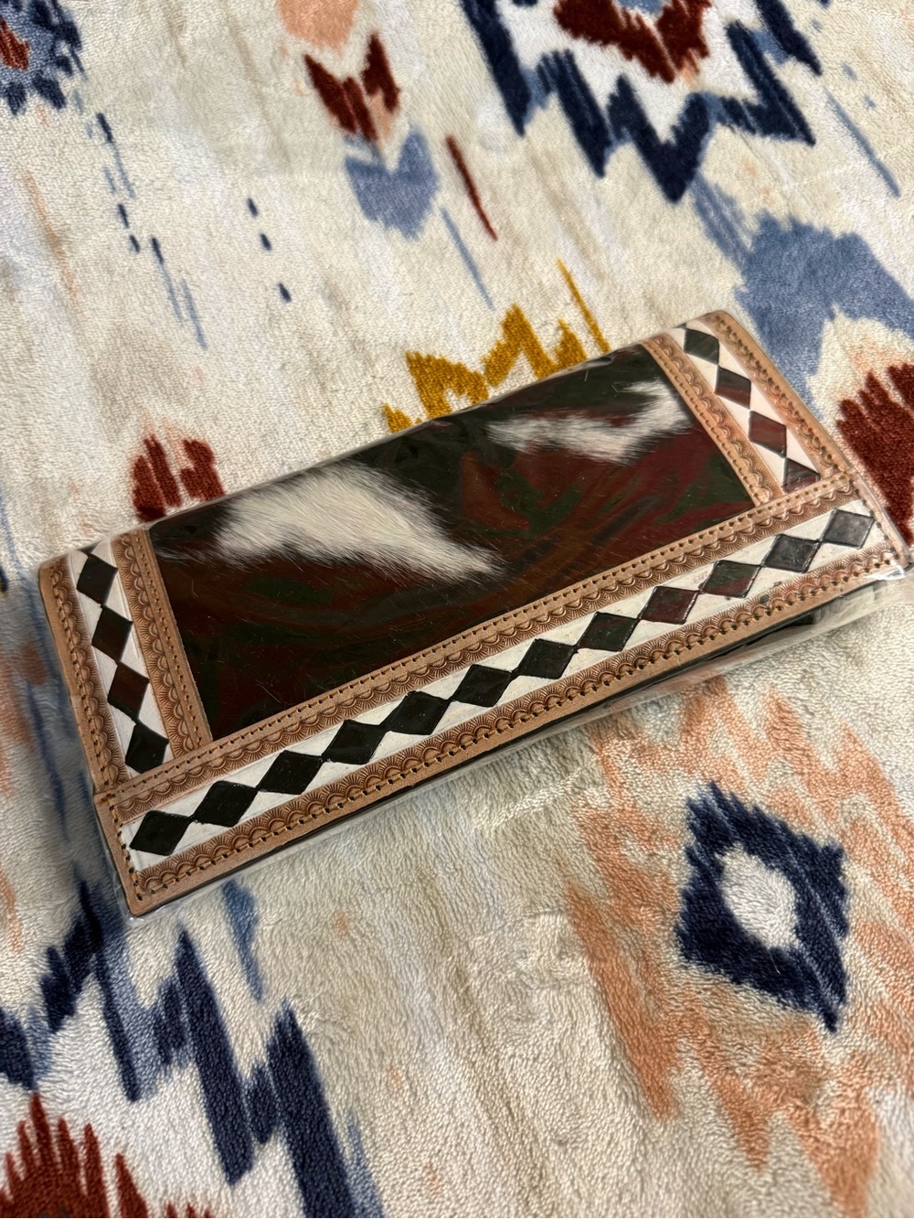 Handcrafted Cowhide & Leather Checkered Wallet